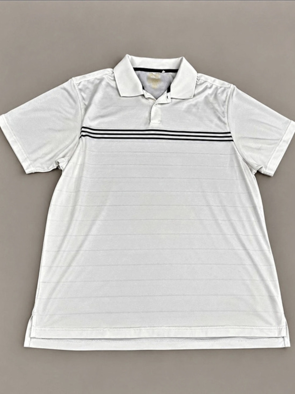 adidas Striped Polo in White Size Large